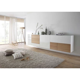 Dressoir Cubo opstelling 602 hoogglans lak wit en hout Sudbrock