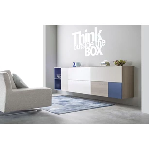 Dressoir Cubo hangend opstelling 59 combi matte lak en hout Sudbrock