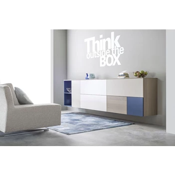 Dressoir Cubo hangend opstelling 59 combi matte lak en hout Sudbrock