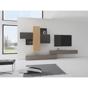 Tv-kast Cubo opstelling 678 combinatie matte lak en hout Sudbrock