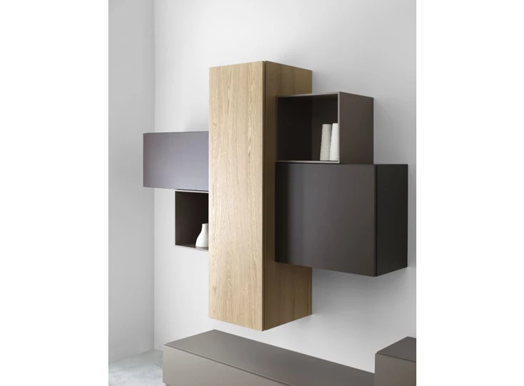 Bovenkasten Tv-kast Cubo opstelling 678 combinatie matte lak en hout Sudbrock