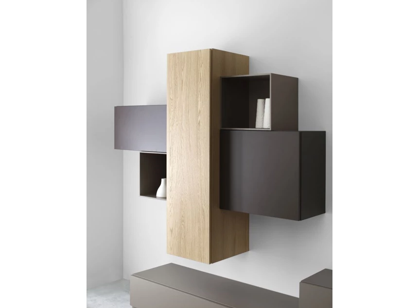 Bovenkasten Tv-kast Cubo opstelling 678 combinatie matte lak en hout Sudbrock