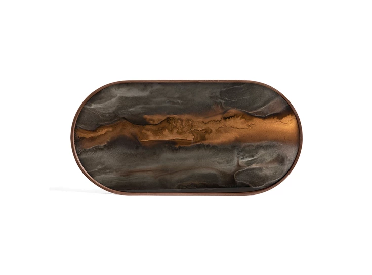 20369 Ethnicraft bronze organic tray M 71x36x3cm Bovenkant