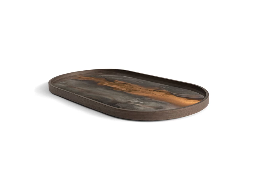 20369 Ethnicraft bronze organic tray M 71x36x3cm Schuin