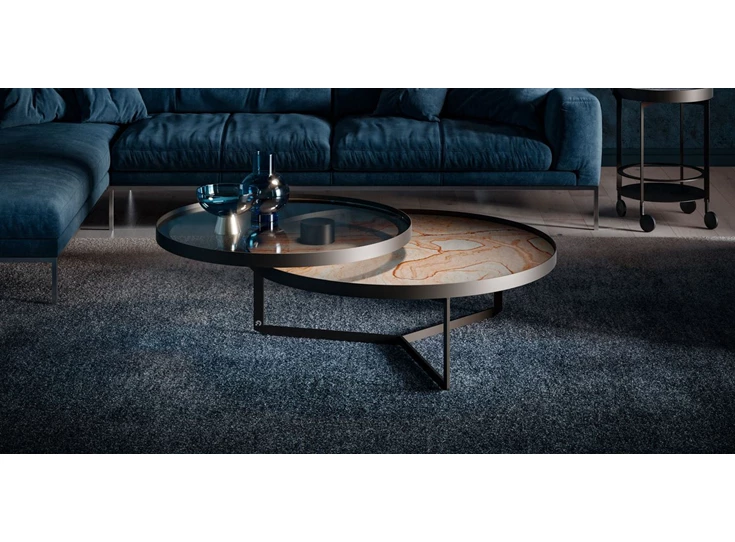 Salontafel Nebra glas met natuursteen Draenert