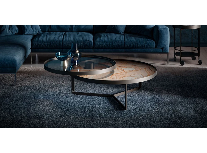 Salontafel Nebra glas met natuursteen Draenert