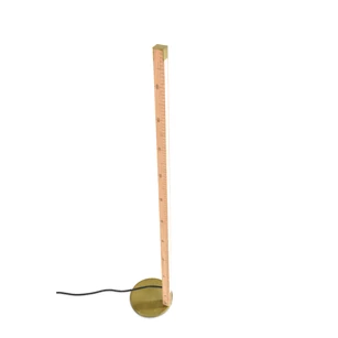 Staande lamp 1m light massief hout eik metaal messingkleur moom by indera modern belgisch design