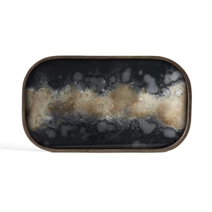 20466 Ethnicraft Black Organic Glass Valet Tray L 42x24x3cm Bovenkant