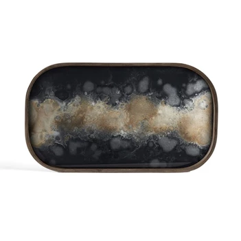 20466 Ethnicraft Black Organic Glass Valet Tray L 42x24x3cm Bovenkant