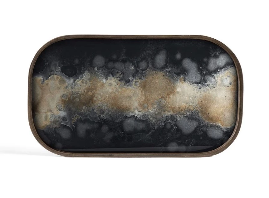 20466 Ethnicraft Black Organic Glass Valet Tray L 42x24x3cm Bovenkant
