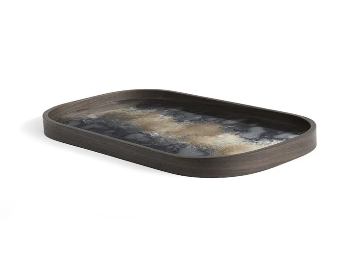 20466 Ethnicraft Black Organic Glass Valet Tray L 42x24x3cm Schuin