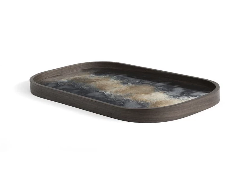 20466 Ethnicraft Black Organic Glass Valet Tray L 42x24x3cm Schuin