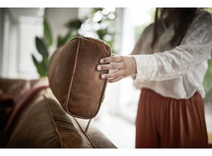 detail van de kopverstelling zetel view