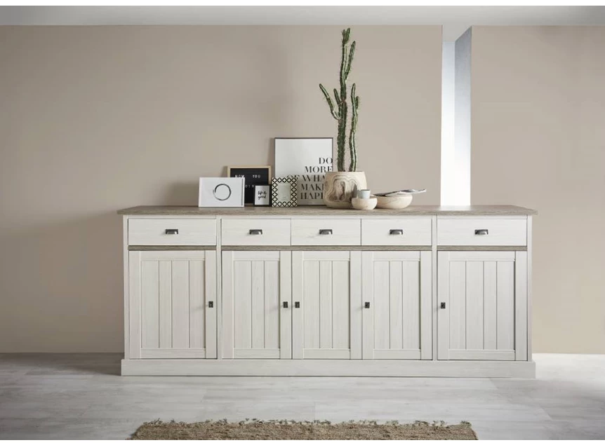 York HB1 hoge dressoir 5 deuren 5 laden vooraanzicht sfeerbeeld