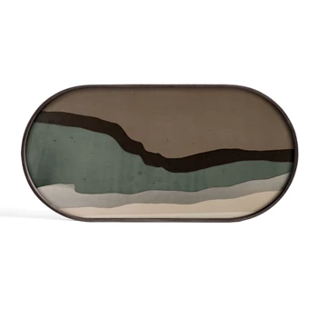 20580 Ethnicraft graphite wabi sabi glass tray Bovenkant