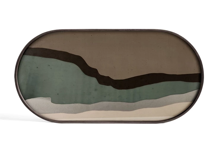 20580 Ethnicraft graphite wabi sabi glass tray Bovenkant