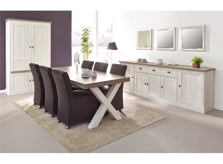 T17X80 eettafel 163,5x100cm eetkamer york dikke kruispoot melamine meubar 80mm blad