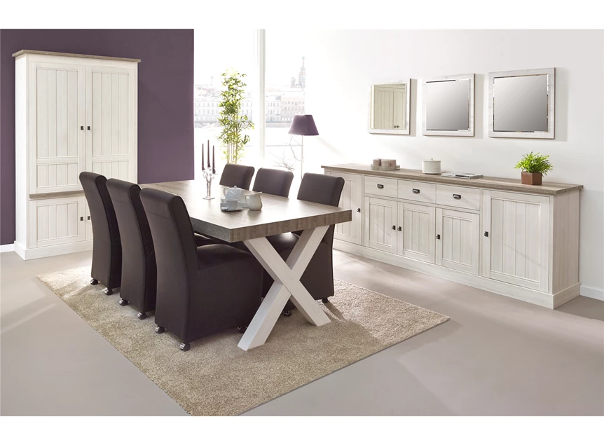 T17X80 eettafel 163,5x100cm eetkamer york dikke kruispoot melamine meubar 80mm blad