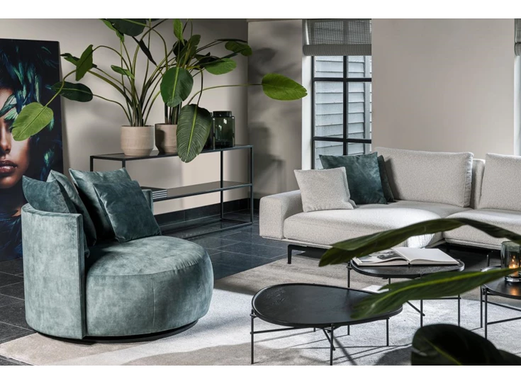 Sfeerfoto Lounge Pastille Swing stof velvet Passe Partout