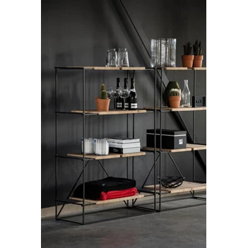 Rek roomdivider Jukebox eik zwart metaal Passe Partout