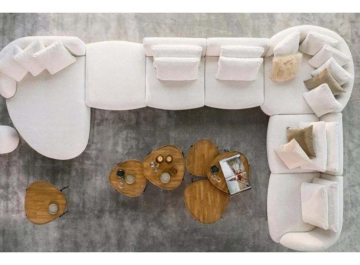 Bovenkant hoekSalon Medusa grote hoekzetel stof Passe Partout