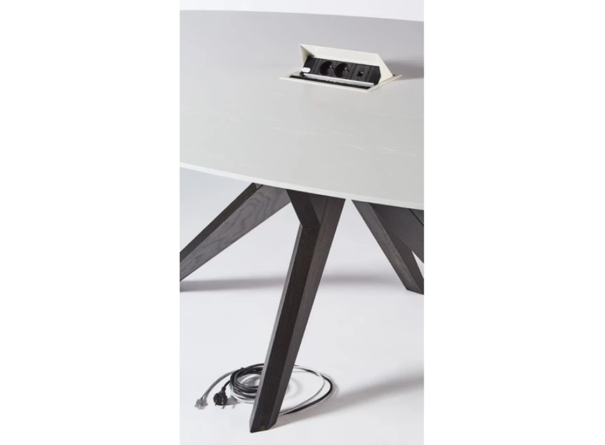 Kabeldoorvoer Tafel Salsa Office massief eik Diadesi