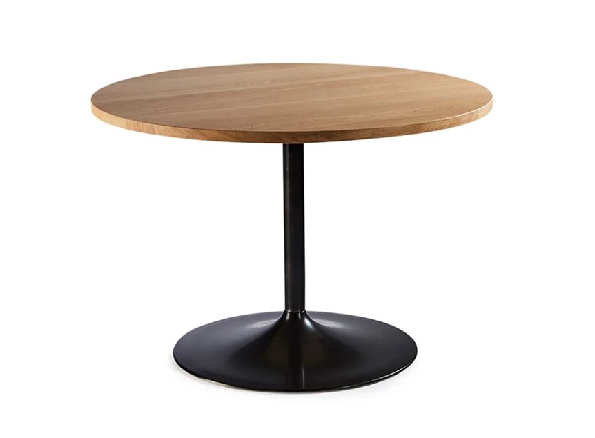 Eettafel Miles rond massief hout eik naturel rechte bladrand op maat Diadesi