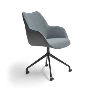 Armstoel Kiq Stervoet met parketwielen stof leder Bree's New World