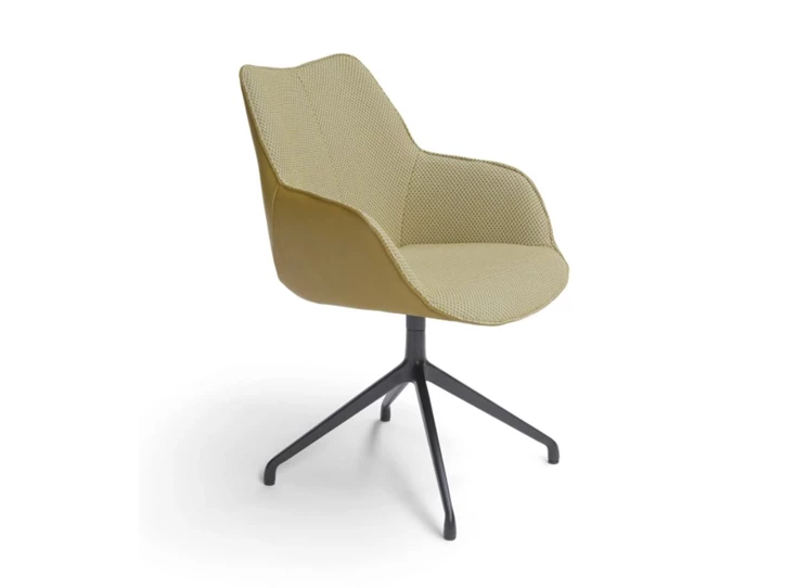 Armstoel Kiq Stervoet draai leder stof groen Bree's New World