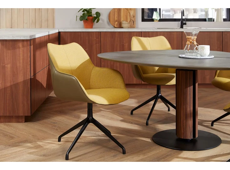 Inzoom Armstoel Kiq Stervoet draai leder stof Bree's New World