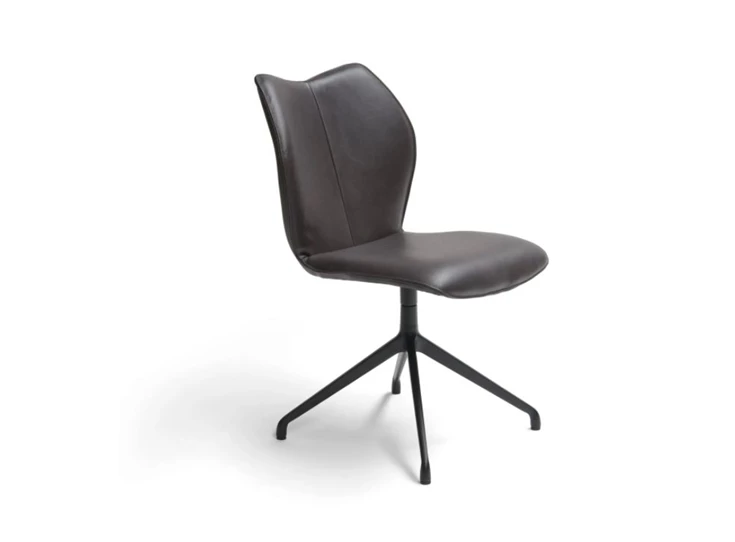 Stoel Kiq Stervoet leder zwart Bree's New World