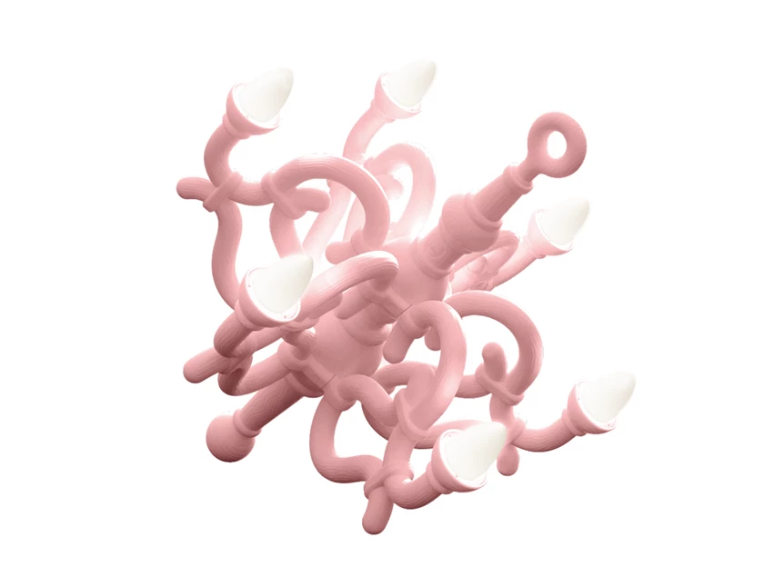 Vloerlamp Fallen Chandelier M Powder Pink 37001PI Qeeboo