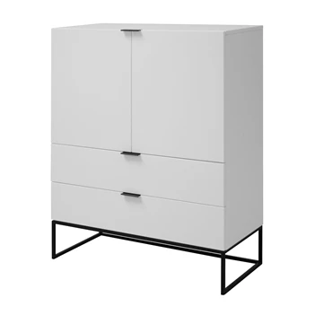 Kobe highboard 91985-12 interstil barkast wit zwart mdf staal trendy budget