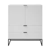 Kobe barkast wit zwart mdf staal trendy budget highboard 91985-12 interstil