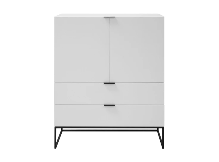 Kobe barkast wit zwart mdf staal trendy budget highboard 91985-12 interstil