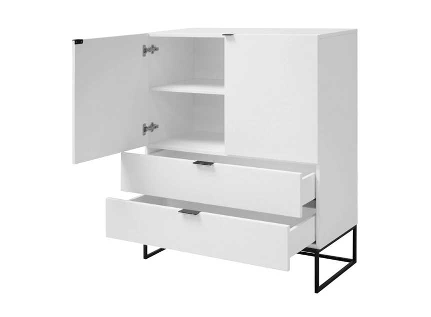Kobe mdf staal trendy budget highboard 91985-12 interstil barkast wit zwart open laden deuren