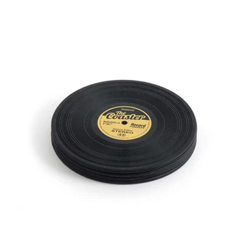 Coasters LP vinyl silicone glas onderleggers onderzetters balvi B25416 bergers set/4