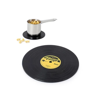 Trivet coaster silicone panonderlegger vinylplaat elpee lp pannenlap keukenaccessoire tafelbeschermer