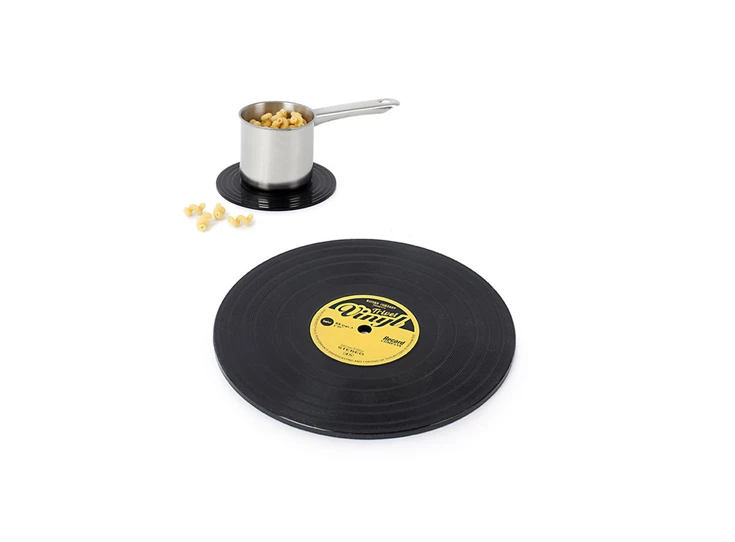 Trivet coaster silicone panonderlegger vinylplaat elpee lp pannenlap keukenaccessoire tafelbeschermer