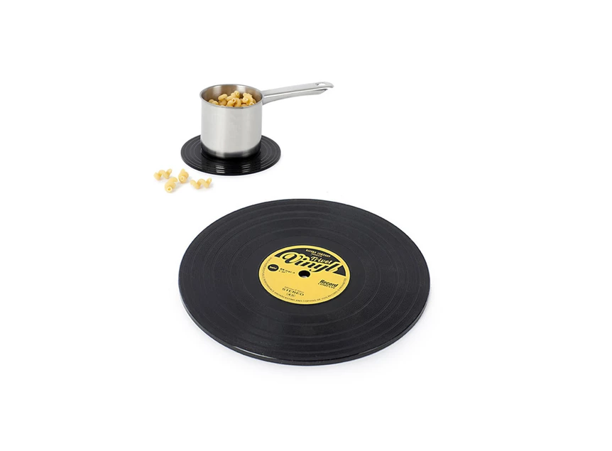Trivet coaster silicone panonderlegger vinylplaat elpee lp pannenlap keukenaccessoire tafelbeschermer