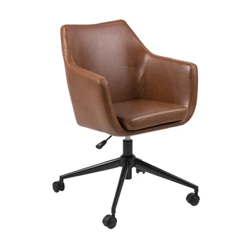 86938 bureaustoel Nora desk chair brandy lederlook vintage schuin aanzicht