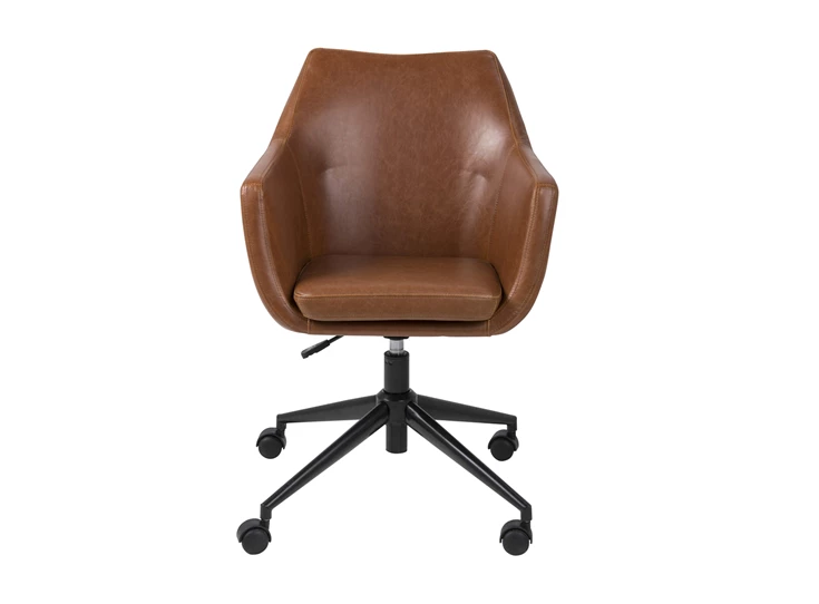 86938 bureaustoel Nora desk chair brandy lederlook vintage vooraanzicht
