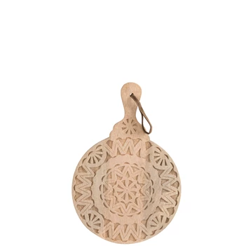 80387 J-Line Jolipa Snijbord Etnisch Rond Mangohout Naturel