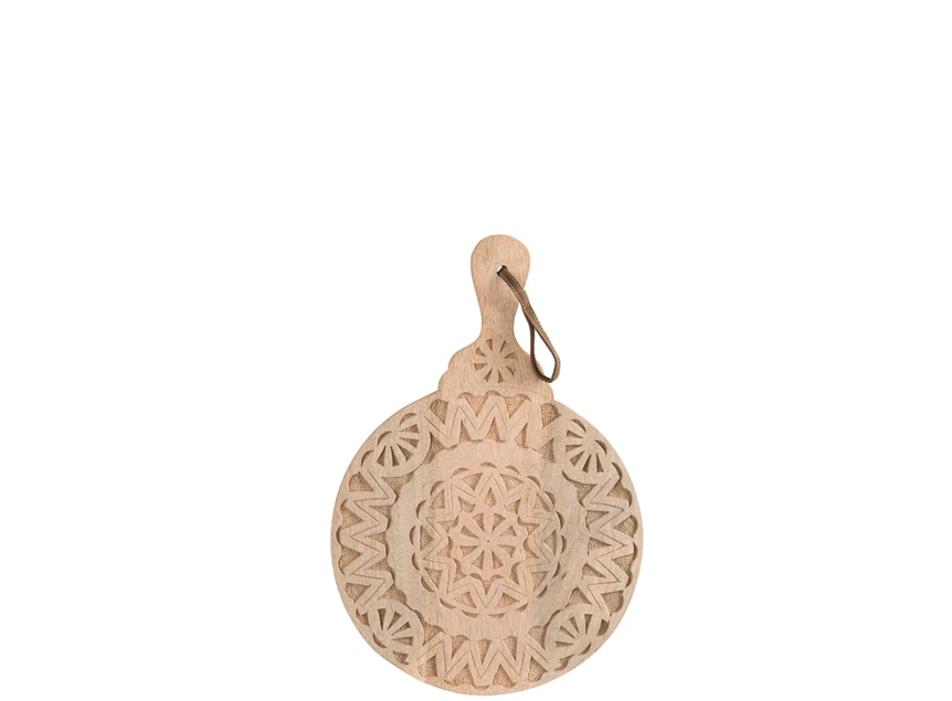 80387 J-Line Jolipa Snijbord Etnisch Rond Mangohout Naturel