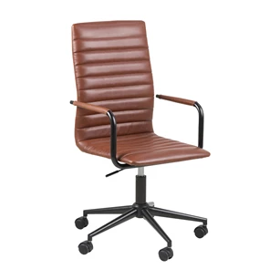 winslow bureaustoel vintage brandy lederlook bureelstoel metalen armen pu desk chair actona