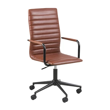 winslow bureaustoel vintage brandy lederlook bureelstoel metalen armen pu desk chair actona