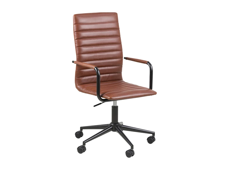 winslow bureaustoel vintage brandy lederlook bureelstoel metalen armen pu desk chair actona