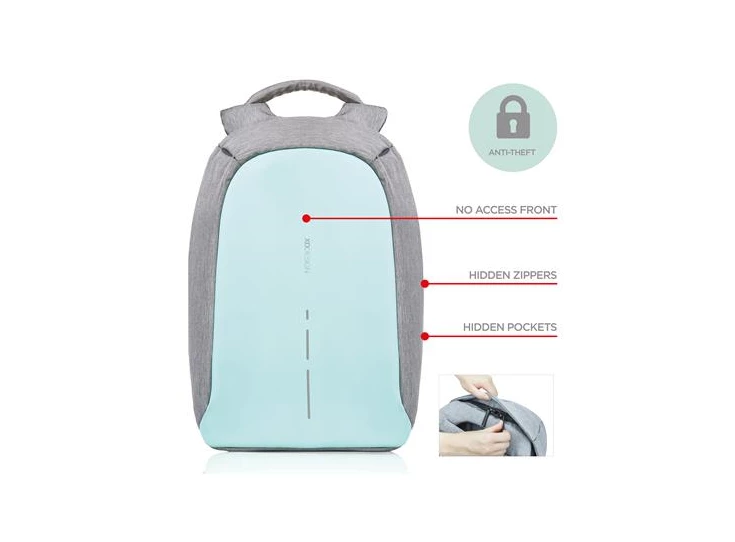 bergers xd design rugzak anti-diefstal anti theft blauw pastel beveiliging bobby