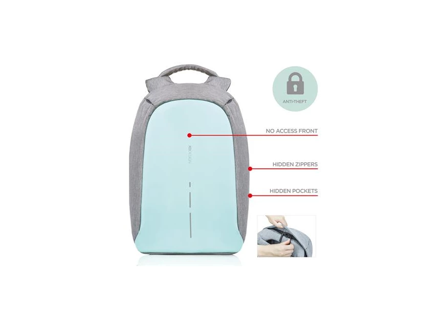 bergers xd design rugzak anti-diefstal anti theft blauw pastel beveiliging bobby