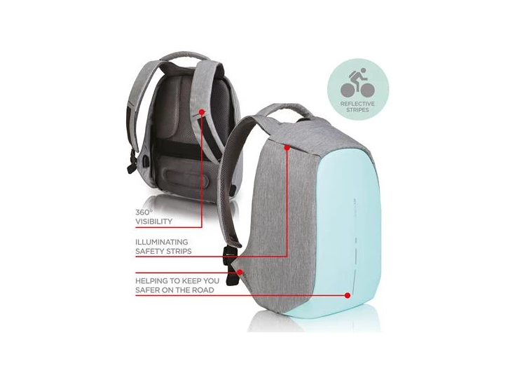 bergers xd design rugzak anti-diefstal anti theft blauw pastel beveiliging bobby